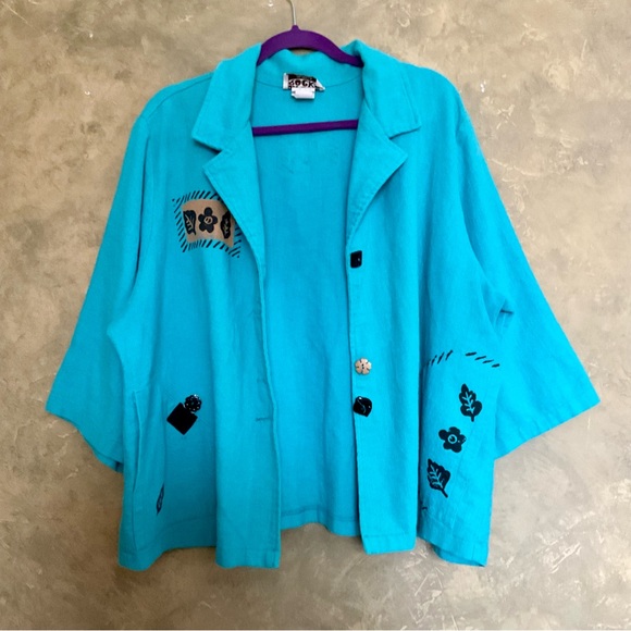Vintage On The Rocks California Linen Blend Funky Oversized Jacket - Picture 3 of 8